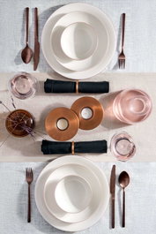 Hermia Juego de Cena de Porcelana 18 Piezas Cobre y Blanco